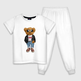 Детская пижама хлопок с принтом Медведь модный в Санкт-Петербурге, 100% хлопок |  брюки и футболка прямого кроя, без карманов, на брюках мягкая резинка на поясе и по низу штанин
 | арт | животные | картинка | медведь | медвежонок | мишка | мода | модные | про медвежонка | рисунок