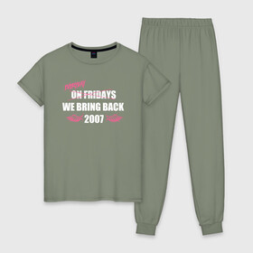 Женская пижама хлопок с принтом Everyday 2007 в Санкт-Петербурге, 100% хлопок | брюки и футболка прямого кроя, без карманов, на брюках мягкая резинка на поясе и по низу штанин | Тематика изображения на принте: 2007 | emo | верни мне мой 2007 | вмм2007 | емо | эмо