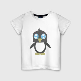 Детская футболка хлопок с принтом Пингвинчик в Санкт-Петербурге, 100% хлопок | круглый вырез горловины, полуприлегающий силуэт, длина до линии бедер | Тематика изображения на принте: chibi | cute | милый | няша | пингвин | пингвинчик | чиби