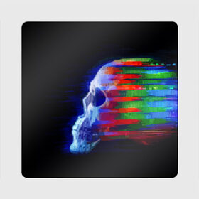 Магнит виниловый Квадрат с принтом Glitch skull в Санкт-Петербурге, полимерный материал с магнитным слоем | размер 9*9 см, закругленные углы | color | glitch | paint | skull | vanguard | авангард | глитч | краска | цвет | череп