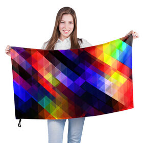 Флаг 3D с принтом Горен в Санкт-Петербурге, 100% полиэстер | плотность ткани — 95 г/м2, размер — 67 х 109 см. Принт наносится с одной стороны | Тематика изображения на принте: abstraction | colorful | cubes | obliquely | stripes | texture | абстракция | кубы | наискось | полосы | разноцветный | текстура