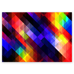 Поздравительная открытка с принтом Горен в Санкт-Петербурге, 100% бумага | плотность бумаги 280 г/м2, матовая, на обратной стороне линовка и место для марки
 | Тематика изображения на принте: abstraction | colorful | cubes | obliquely | stripes | texture | абстракция | кубы | наискось | полосы | разноцветный | текстура