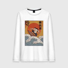 Мужской лонгслив хлопок с принтом Samurai Surfing в Санкт-Петербурге, 100% хлопок |  | art | big | great | hokusai | illustration | japan | japanese | kanagawa | retrowave | sumo | surf | tsunami | vaportave | wave | yamato | гравюра | иллюстрация | искусство | самурай | серфинг | сумо | укиё э | цунами | ямато э | япония | японс