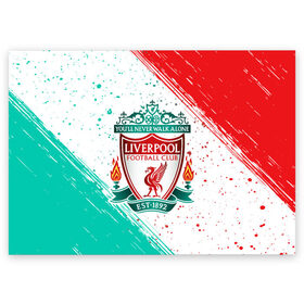 Поздравительная открытка с принтом LIVERPOOL / Ливерпуль в Санкт-Петербурге, 100% бумага | плотность бумаги 280 г/м2, матовая, на обратной стороне линовка и место для марки
 | club | footbal | liverpool | logo | знак | клуб | ливерпуль | логотип | логотипы | символ | символы | форма | футбол | футбольная | футбольный