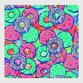 Магнитный плакат 3Х3 с принтом Donuts в Санкт-Петербурге, Полимерный материал с магнитным слоем | 9 деталей размером 9*9 см | colorful | donuts | patterns | sweet | texture | пончики | разноцветный | сладкое | текстура | узоры