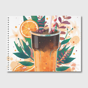 Альбом для рисования с принтом бодрящий коктейль в Санкт-Петербурге, 100% бумага
 | матовая бумага, плотность 200 мг. | Тематика изображения на принте: апельсин | бодрость | витамины | коктейль | кофе | лето | напиток | яркий