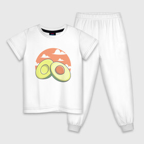 Детская пижама хлопок с принтом Avocado в Санкт-Петербурге, 100% хлопок |  брюки и футболка прямого кроя, без карманов, на брюках мягкая резинка на поясе и по низу штанин
 | Тематика изображения на принте: avocado | avokado | kawai | kawaii | авакадо | авокадо | каваи | кавай | кавайи | кавайный | милые создания | мимими | мимишный | облака | облако | овокадо | персея | растения | рисунок | фрукт | фрукты