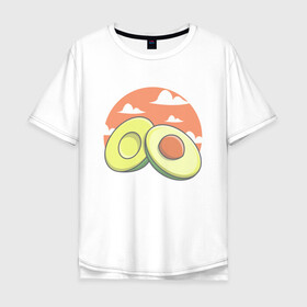Мужская футболка хлопок Oversize с принтом Avocado в Санкт-Петербурге, 100% хлопок | свободный крой, круглый ворот, “спинка” длиннее передней части | avocado | avokado | kawai | kawaii | авакадо | авокадо | каваи | кавай | кавайи | кавайный | милые создания | мимими | мимишный | облака | облако | овокадо | персея | растения | рисунок | фрукт | фрукты