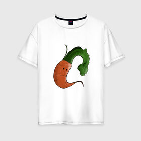 Женская футболка хлопок Oversize с принтом Грустная морковка в Санкт-Петербурге, 100% хлопок | свободный крой, круглый ворот, спущенный рукав, длина до линии бедер
 | Тематика изображения на принте: грусть | еда | морковка | эмоции