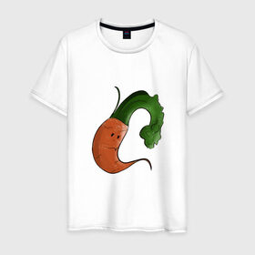 Мужская футболка хлопок с принтом Грустная морковка в Санкт-Петербурге, 100% хлопок | прямой крой, круглый вырез горловины, длина до линии бедер, слегка спущенное плечо. | грусть | еда | морковка | эмоции