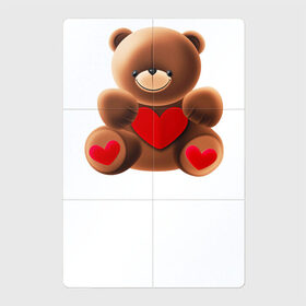 Магнитный плакат 2Х3 с принтом Медвежонок с сердечком в Санкт-Петербурге, Полимерный материал с магнитным слоем | 6 деталей размером 9*9 см | Тематика изображения на принте: love is | teddy bear | valentines day | бабушка | валентинка | влюбленные | девушке | жена | лучшая | любимая | люблю | любовь | мама | медведь | медвежата | молодожены | подарок | романтика | свадебные | свадьба