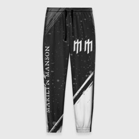 Мужские брюки 3D с принтом MARILYN MANSON / М. МЭНСОН в Санкт-Петербурге, 100% полиэстер | манжеты по низу, эластичный пояс регулируется шнурком, по бокам два кармана без застежек, внутренняя часть кармана из мелкой сетки | 