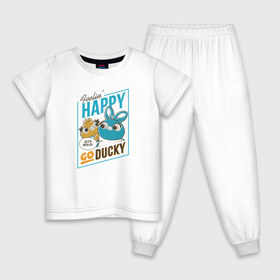 Детская пижама хлопок с принтом Ducky в Санкт-Петербурге, 100% хлопок |  брюки и футболка прямого кроя, без карманов, на брюках мягкая резинка на поясе и по низу штанин
 | Тематика изображения на принте: disney | ducky | pixar | toy story | vdkimel | дисней | история игрушек | пиксар