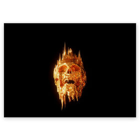 Поздравительная открытка с принтом Golden Skull в Санкт-Петербурге, 100% бумага | плотность бумаги 280 г/м2, матовая, на обратной стороне линовка и место для марки
 | cool | cyborg | decoration | fashion | fear | ghost | haloween | head | horror | robot | skeleton | skull | technology | голова | киборг | круто | мода | призрак | робот | скелет | технологии | ужас | украшение | хеллоуин | череп