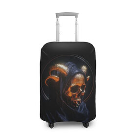 Чехол для чемодана 3D с принтом Golden skull | 1.1 в Санкт-Петербурге, 86% полиэфир, 14% спандекс | двустороннее нанесение принта, прорези для ручек и колес | cool | cyborg | decoration | fashion | fear | ghost | halloween | head | horror | robot | skeleton | skull | technology | голова | киборг | круто | мода | призрак | робот | скелет | технологии | ужас | украшение | хеллоуин | череп