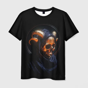 Мужская футболка 3D с принтом Golden skull | 1.1 в Санкт-Петербурге, 100% полиэфир | прямой крой, круглый вырез горловины, длина до линии бедер | cool | cyborg | decoration | fashion | fear | ghost | halloween | head | horror | robot | skeleton | skull | technology | голова | киборг | круто | мода | призрак | робот | скелет | технологии | ужас | украшение | хеллоуин | череп