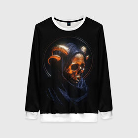 Женский свитшот 3D с принтом Golden skull | 1.1 в Санкт-Петербурге, 100% полиэстер с мягким внутренним слоем | круглый вырез горловины, мягкая резинка на манжетах и поясе, свободная посадка по фигуре | cool | cyborg | decoration | fashion | fear | ghost | halloween | head | horror | robot | skeleton | skull | technology | голова | киборг | круто | мода | призрак | робот | скелет | технологии | ужас | украшение | хеллоуин | череп