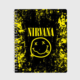 Тетрадь с принтом Nirvana в Санкт-Петербурге, 100% бумага | 48 листов, плотность листов — 60 г/м2, плотность картонной обложки — 250 г/м2. Листы скреплены сбоку удобной пружинной спиралью. Уголки страниц и обложки скругленные. Цвет линий — светло-серый
 | music | nirvana | rock | smile | американская рок группа | гранж | известные личности | крист новоселич | курт кобейн | музыка | музыканты | нирвана | панк рок | певцы | рок | смайл | хард рок | хэви металл