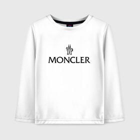 Детский лонгслив хлопок с принтом MONCLER в Санкт-Петербурге, 100% хлопок | круглый вырез горловины, полуприлегающий силуэт, длина до линии бедер | Тематика изображения на принте: mancler | mankler | moncler | monkler | манклер | мода | монклер | тренд | хайповый | шмот