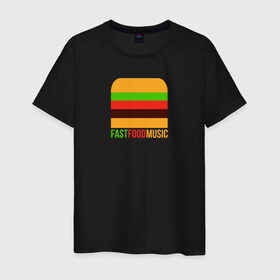 Мужская футболка хлопок с принтом Fast Food Music в Санкт-Петербурге, 100% хлопок | прямой крой, круглый вырез горловины, длина до линии бедер, слегка спущенное плечо. | drill | fast | ffm | food | music | rap | trap | мьюзик | русский | рэп | фаст | фуд