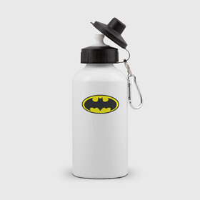 Бутылка спортивная с принтом Бэтмен в Санкт-Петербурге, металл | емкость — 500 мл, в комплекте две пластиковые крышки и карабин для крепления | batman | бетмен | брюс уэйн | бэтман | бэтмен