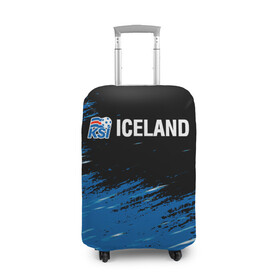 Чехол для чемодана 3D с принтом KSI ICELAND. в Санкт-Петербурге, 86% полиэфир, 14% спандекс | двустороннее нанесение принта, прорези для ручек и колес | 2019 | 2020 | fc | football | iceland | ksi | sport | исландия | кси | сборная исландии | спорт | спортивные | униформа | фирменные цвета | фк | футбол | футбольный клуб