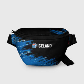 Поясная сумка 3D с принтом KSI ICELAND. в Санкт-Петербурге, 100% полиэстер | плотная ткань, ремень с регулируемой длиной, внутри несколько карманов для мелочей, основное отделение и карман с обратной стороны сумки застегиваются на молнию | 2019 | 2020 | fc | football | iceland | ksi | sport | исландия | кси | сборная исландии | спорт | спортивные | униформа | фирменные цвета | фк | футбол | футбольный клуб