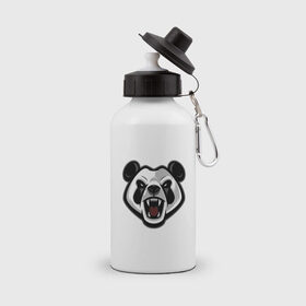 Бутылка спортивная с принтом Злая панда в Санкт-Петербурге, металл | емкость — 500 мл, в комплекте две пластиковые крышки и карабин для крепления | арт | бамбуковый медведь | бамбуковый мишка | медведь | панда | рисунок