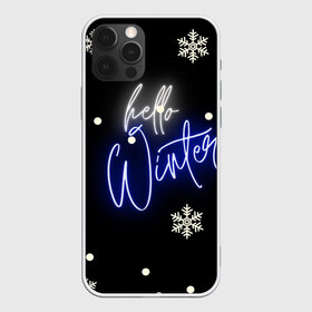 Чехол для iPhone 12 Pro Max с принтом Привет зима в Санкт-Петербурге, Силикон |  | белый | декабрь | зима | снег | снежинка | уют | черный