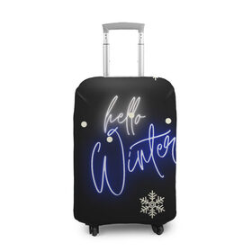 Чехол для чемодана 3D с принтом Привет,зима в Санкт-Петербурге, 86% полиэфир, 14% спандекс | двустороннее нанесение принта, прорези для ручек и колес | белый | декабрь | зима | снег | снежинка | уют | черный