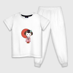Детская пижама хлопок с принтом Geisha 1-3 в Санкт-Петербурге, 100% хлопок |  брюки и футболка прямого кроя, без карманов, на брюках мягкая резинка на поясе и по низу штанин
 | Тематика изображения на принте: japan | девушка | катана | япония