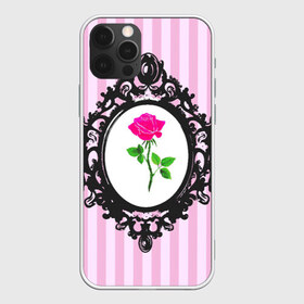 Чехол для iPhone 12 Pro Max с принтом Роза в рамке в Санкт-Петербурге, Силикон |  | классика | полоска | рамка | роза | розовый | черный