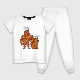 Детская пижама хлопок с принтом Качок Доге и маленький Чимс в Санкт-Петербурге, 100% хлопок |  брюки и футболка прямого кроя, без карманов, на брюках мягкая резинка на поясе и по низу штанин
 | Тематика изображения на принте: bodybuilder | cheems | chims | cool | cry | crying | doge | japan | japanese | little | meme | memes | power | powerful | shiba inu | small | крутой | мемас | мемчик | накаченный | песель | песик | плакса | плачет | порода | сиба ину | собак