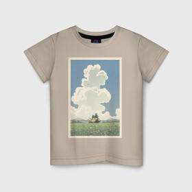 Детская футболка хлопок с принтом blue sky в Санкт-Петербурге, 100% хлопок | круглый вырез горловины, полуприлегающий силуэт, длина до линии бедер | весна | картинка | корея | лес | лето | машина | на каждый день | небо | облака | парень | поле | птицы | рисунок | токио | тоторо | фон | хаяо миядзаки | цветок | цветы | япония