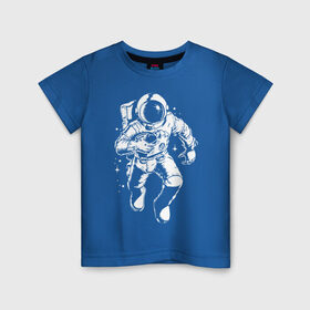 Детская футболка хлопок с принтом Space american football в Санкт-Петербурге, 100% хлопок | круглый вырез горловины, полуприлегающий силуэт, длина до линии бедер | american football | astronaut | ball | gamer | space | sport | star | американский футбол | игрок | космонавт | космос | спорт