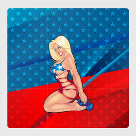 Магнитный плакат 3Х3 с принтом Американская блондинка в Санкт-Петербурге, Полимерный материал с магнитным слоем | 9 деталей размером 9*9 см | 