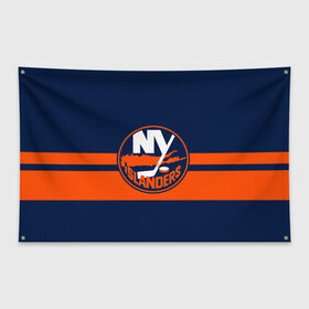 Флаг-баннер с принтом NY ISLANDERS NHL в Санкт-Петербурге, 100% полиэстер | размер 67 х 109 см, плотность ткани — 95 г/м2; по краям флага есть четыре люверса для крепления | hockey | islanders | logo | new york | ny | sport | usa | исландерс | логотип | нхл | нью йорк | спорт | хоккей