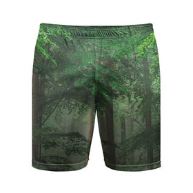 Мужские шорты спортивные с принтом Тропический лес в Санкт-Петербурге,  |  | деревья | джунгли | зеленый лес | зелень | лес | тропики | тропический лес
