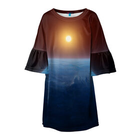 Детское платье 3D с принтом Звезда по имени солнце в Санкт-Петербурге, 100% полиэстер | прямой силуэт, чуть расширенный к низу. Круглая горловина, на рукавах — воланы | астрономия | вселенная | звезда | космос | солнце