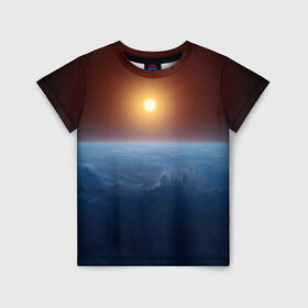 Детская футболка 3D с принтом Звезда по имени солнце в Санкт-Петербурге, 100% гипоаллергенный полиэфир | прямой крой, круглый вырез горловины, длина до линии бедер, чуть спущенное плечо, ткань немного тянется | астрономия | вселенная | звезда | космос | солнце
