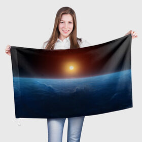 Флаг 3D с принтом Звезда по имени солнце в Санкт-Петербурге, 100% полиэстер | плотность ткани — 95 г/м2, размер — 67 х 109 см. Принт наносится с одной стороны | астрономия | вселенная | звезда | космос | солнце
