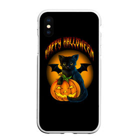 Чехол для iPhone XS Max матовый с принтом Хэллоуин в Санкт-Петербурге, Силикон | Область печати: задняя сторона чехла, без боковых панелей | Тематика изображения на принте: halloween | happy | happy halloween | вампир | зубы | луна | полнолуние | праздник | праздник хэллоуин | тыква | хэллоуин
