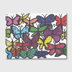 Альбом для рисования с принтом Дудл бабочки в Санкт-Петербурге, 100% бумага
 | матовая бумага, плотность 200 мг. | doodle | бабочка | бабочки | дудл | узоры