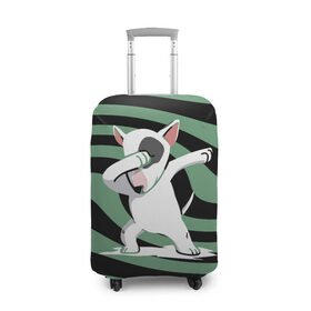 Чехол для чемодана 3D с принтом Dab в Санкт-Петербурге, 86% полиэфир, 14% спандекс | двустороннее нанесение принта, прорези для ручек и колес | bull terrier | dab | dog | ears | muzzle | nose | paws | tail | бультерьер | лапы | нос | собака | уши | хвост