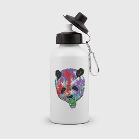 Бутылка спортивная с принтом Панда в Санкт-Петербурге, металл | емкость — 500 мл, в комплекте две пластиковые крышки и карабин для крепления | animal | animals | australia | bear | paint | panda | panda bear | австралия | голова | голова панды | животное | зубы | клыки | краска | краски | медведь | медведь панда | панда | пандочка | природа | рисунок