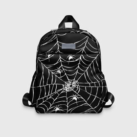 Детский рюкзак 3D с принтом Паутина с пауками в Санкт-Петербурге, 100% полиэстер | лямки с регулируемой длиной, сверху петелька, чтобы рюкзак можно было повесить на вешалку. Основное отделение закрывается на молнию, как и внешний карман. Внутри дополнительный карман. По бокам два дополнительных кармашка | black and white | darkness | halloween | horror | night | spider | web | готика | жуки | жуткий | мальчикам | насекомые | нечисть | нити | ночные | ночь | пауки | паутина | подарок | сетка | страшный | темный | тьма | хеллоуин | хоррор