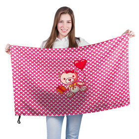 Флаг 3D с принтом Медвежонок сюрприз в Санкт-Петербурге, 100% полиэстер | плотность ткани — 95 г/м2, размер — 67 х 109 см. Принт наносится с одной стороны | baby | bear | love is | teddy | valentines | бабочка | бантик | валентина | влюбленный | воздушный шарик | девочка | игрушка | лучшая мама | любимая жена | люблю | любовь | малыш | марта | медведь | медвежата | милый