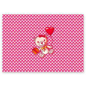 Поздравительная открытка с принтом Медвежонок сюрприз в Санкт-Петербурге, 100% бумага | плотность бумаги 280 г/м2, матовая, на обратной стороне линовка и место для марки
 | baby | bear | love is | teddy | valentines | бабочка | бантик | валентина | влюбленный | воздушный шарик | девочка | игрушка | лучшая мама | любимая жена | люблю | любовь | малыш | марта | медведь | медвежата | милый