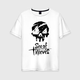 Женская футболка хлопок Oversize с принтом SEA OF THIEVES в Санкт-Петербурге, 100% хлопок | свободный крой, круглый ворот, спущенный рукав, длина до линии бедер
 | game. | sea of thieve | sea of thieves | игра про пират | корабли | пираты | сиа оф зивс