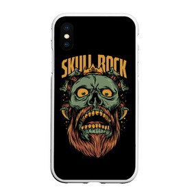 Чехол для iPhone XS Max матовый с принтом Skull Rock в Санкт-Петербурге, Силикон | Область печати: задняя сторона чехла, без боковых панелей | art | beard | eyes | music | rock | skull | teeth | арт | борода | глаза | зубы | музыка | рок | череп